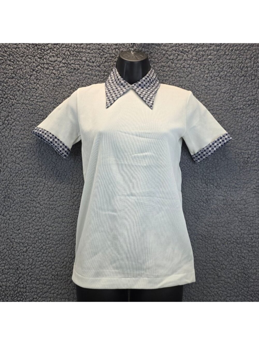 Vintage Society Polo Top Size M White Check Preppy Twee 90s Retro Golf Deadstock